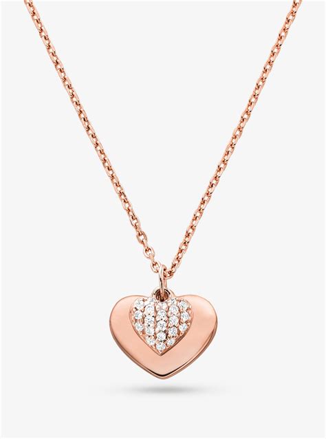 michael kors necklace heart|mk silver barrel necklet.